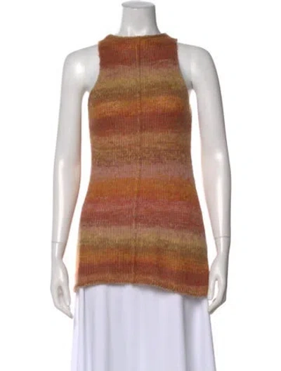 Pre-owned Cult Gaia Striped Crew Neck Tunic In Orange