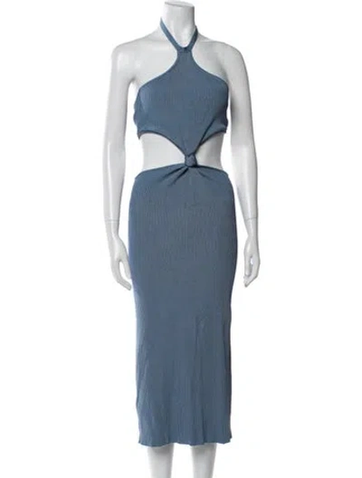 Pre-owned Cult Gaia Striped Midi Length Dress In Blue