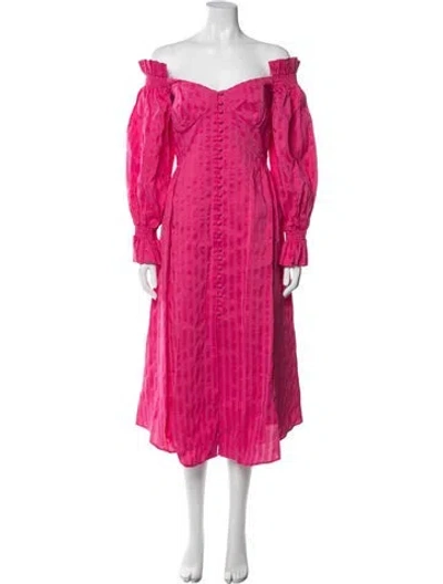 Pre-owned Cult Gaia Striped Midi Length Dress In Pink
