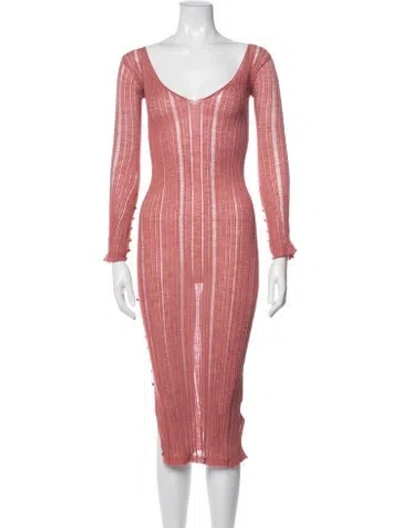 Pre-owned Cult Gaia Striped Midi Length Dress In Pink