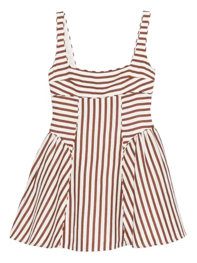 Cult Gaia Striped Mini Dress In White