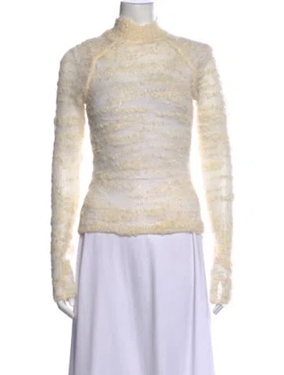 Pre-owned Cult Gaia Striped Mock Neck Sweater In Neutrals