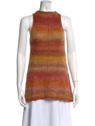 Pre-owned Cult Gaia Striped Mock Neck Sweater W/ Tags In Orange