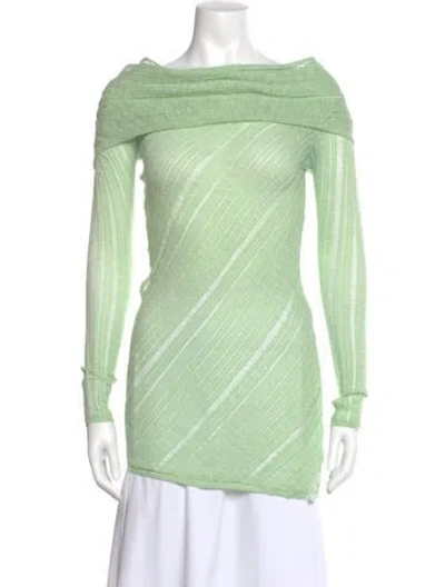 Pre-owned Cult Gaia Striped Off-the-shoulder Top In Green