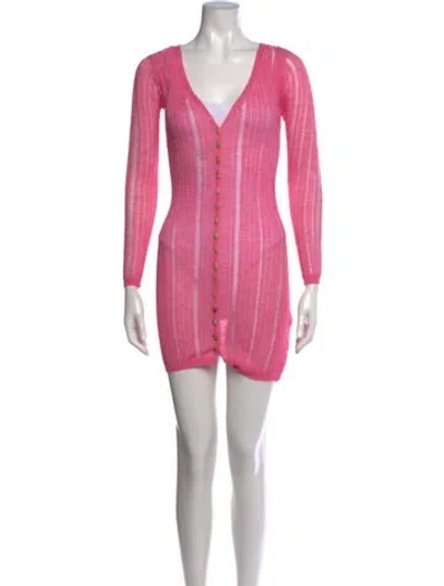 Pre-owned Cult Gaia Striped V-neck Sweater W/ Tags In Pink