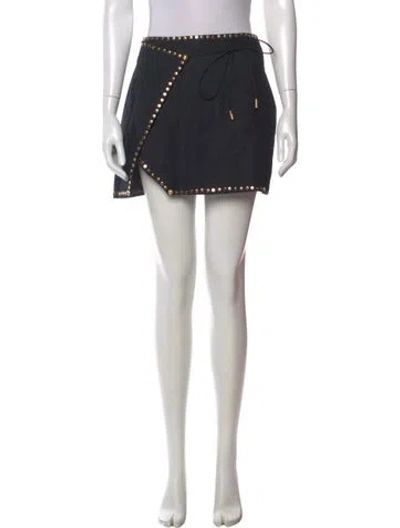 Pre-owned Cult Gaia Studded Accents Mini Skirt In Black