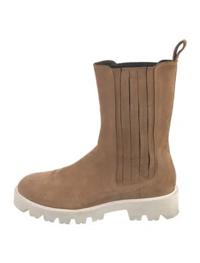 Pre-owned Cult Gaia Suede Chelsea Boots In Neutral