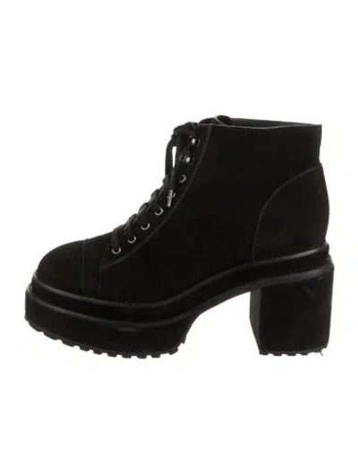 Pre-owned Cult Gaia Suede Combat Boots In Black