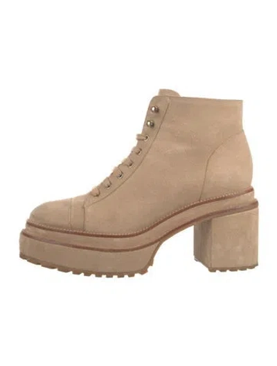 Pre-owned Cult Gaia Suede Combat Boots In Neutral