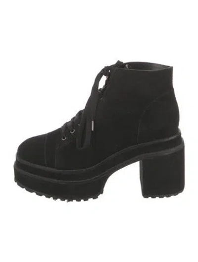 Pre-owned Cult Gaia Suede Lace-up Boots In Black
