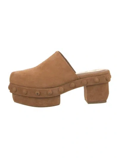 Pre-owned Cult Gaia Suede Mules In Neutrals