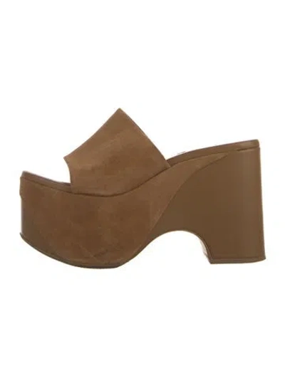 Pre-owned Cult Gaia Suede Slides In Neutral