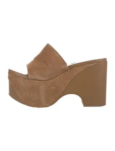 Pre-owned Cult Gaia Suede Slides In Neutral