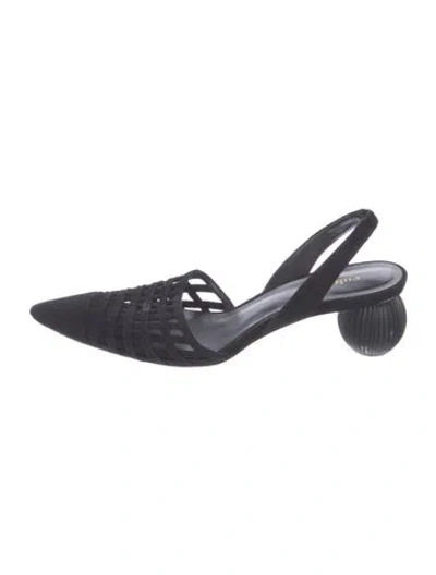 Pre-owned Cult Gaia Suede Slingback Pumps In Black