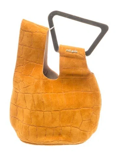 Pre-owned Cult Gaia Suede Top Handle Bag In Brown
