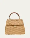 Cult Gaia Sybil Flap Rattan Crossbody Bag In Lt Toasted Ntrl
