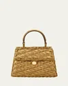 Cult Gaia Sybil Nano Metallic Woven Crossbody Bag In Brushed Brass