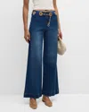 Cult Gaia Sydney Belted Grommet Wide-leg Denim Pants In Rinse Wash
