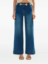 Cult Gaia Sydney Belted Grommet Wide-leg Denim Pants In 蓝色