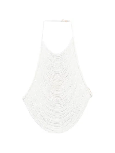 Cult Gaia Tanner Sequin-embellished Top In White