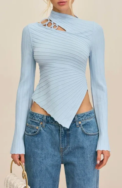 Cult Gaia Tayla Rib Asymmetric Top In Blue