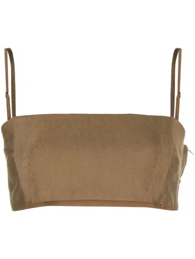 Cult Gaia Tereza Square-neck Crop Top In Brown