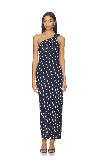 Cult Gaia Terre One-shoulder Dotted Midi Dress In Blue