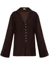 Cult Gaia Textured-finish Blouse In Brown
