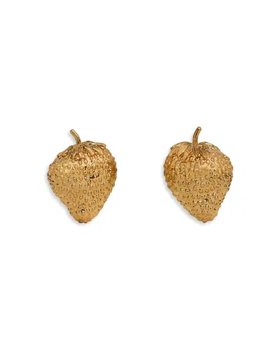 Cult Gaia Textured Strawberry Large Statement Earrings In Gold