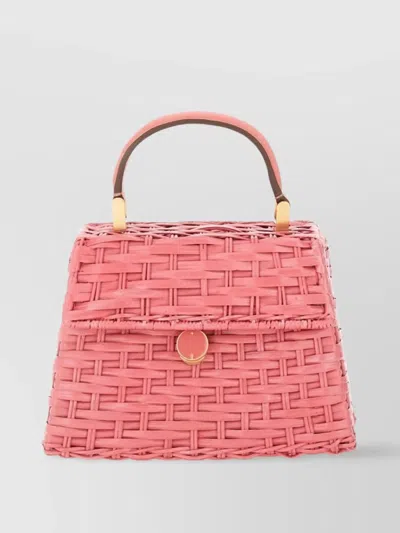 Cult Gaia Textured Weave Top Handle Crossbody Bag In Pink