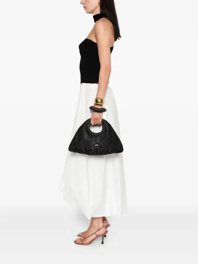 Cult Gaia Thais Wave-textured Top-handle Tote Bag In Black