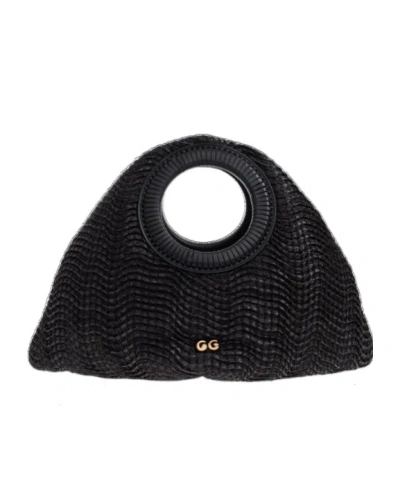 Cult Gaia Thais Wave-textured Top-handle Tote Bag In Black