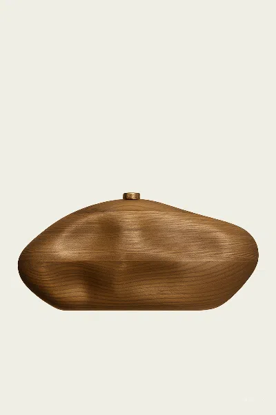 Cult Gaia The Caldera Clutch In Walnut