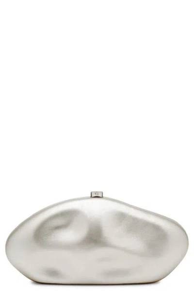 Cult Gaia The Caldera Leather Clutch In Silver