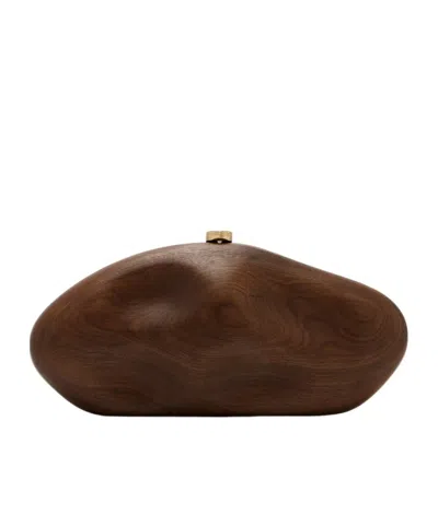 Cult Gaia The Caldera Logo Engraved Clutch Bag In Brown