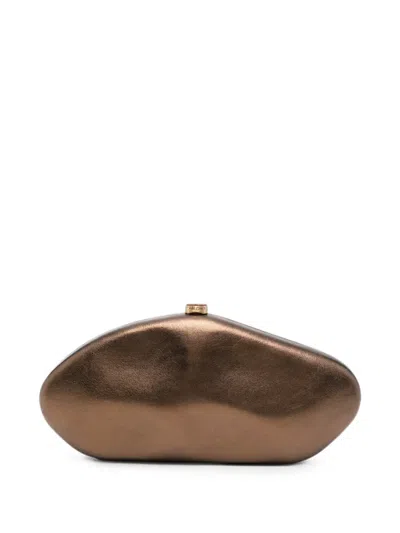 Cult Gaia The Caldera Metallic-finish Sculptural Clutch Bag In Brown