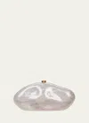 Cult Gaia The Caldera Leather Clutch Bag In Pearl