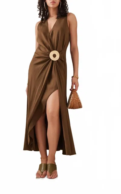 Cult Gaia The Darian Dress In Olive Green In Brown