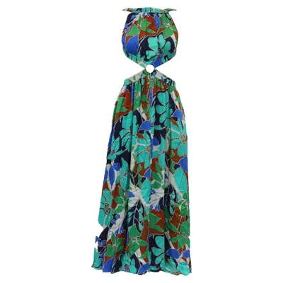 Cult Gaia Theia Cutout Printed Midi Dress In Multicolor Viscose