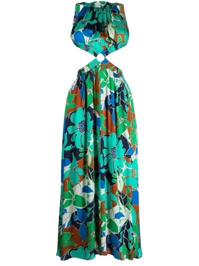 Cult Gaia Theia Floral Cutout Dress In Botanic Aqua