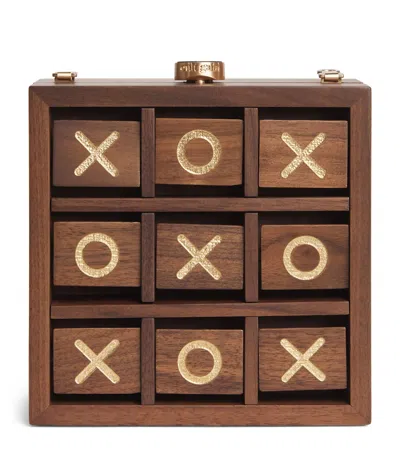 Cult Gaia Tic Tac Toe Wood Clutch Bag In Brown