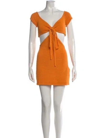 Pre-owned Cult Gaia Tie Neck Mini Dress In Orange