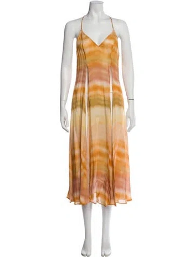 Pre-owned Cult Gaia Tie-dye Print Long Dress W/ Tags In Orange