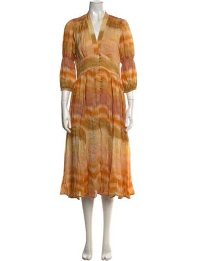 Pre-owned Cult Gaia Tie-dye Print Midi Length Dress In Orange