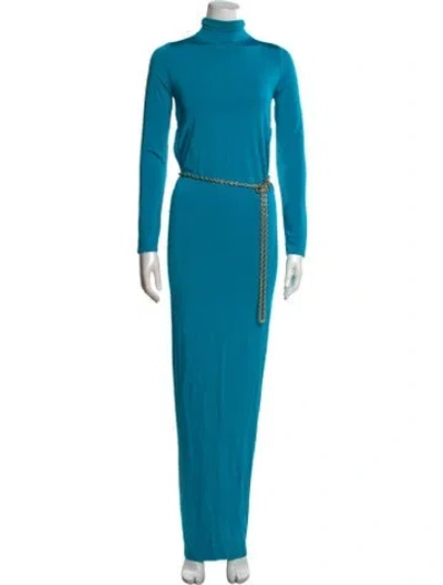 Pre-owned Cult Gaia Turtleneck Long Dress In Blue