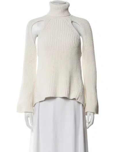 Pre-owned Cult Gaia Turtleneck Sweater In White