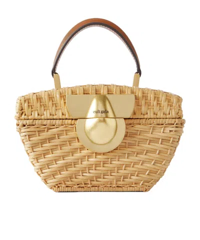 Cult Gaia Tyla Leather-trimmed Raffia Tote In Nude