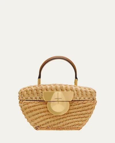 Cult Gaia Tyla Woven Rattan Top-handle Bag In Brown