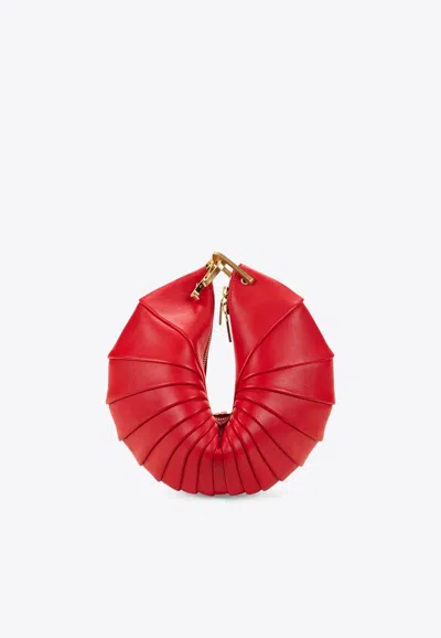 Cult Gaia Ubah Grained Leather Hobo Bag In Red