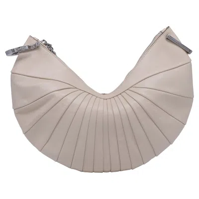 Cult Gaia Ubah Shell Clutch Bag In White Leather